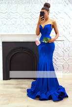 Royal Blue Prom Dress Mermaid V-neck Backless Long Prom Gown Evening Dresses Robe De Soiree 2024 - buy cheap