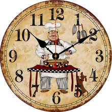 Relógio de parede antigo para cozinhar, relógio de parede estilo rústico, grande, suave, retrô, cozinha, decoração de casa 2024 - compre barato