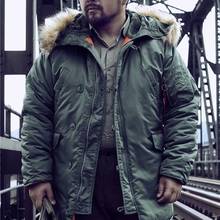 Jaqueta masculina de inverno n3b com capuz de pele, casaco militar comprido, trincheira quente e camuflada, bomber tática, casaco militar coreano, 2021 2024 - compre barato