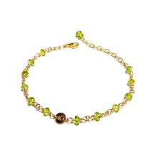 Lii Ji-pulsera de eslabones con peridoto Natural, con nombre brazalete de oro de 14K de piedra verde, joyería de piedra de nacimiento 2024 - compra barato