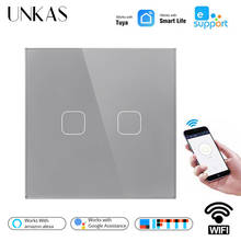 UNKAS Tuya / Smart Life / Ewelink 4 Colors EU Standard 1/2 Gang 1 Way WiFi Wall Light Touch Switch for Google Home Alexa Outlet 2024 - buy cheap