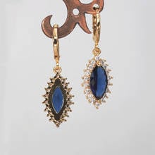 Bohemia Dangle Drop Earrings for Women's earrings Gold plated  Earring With Navy blue heart Zircon  Jewelry for Wedding Party 2024 - buy cheap