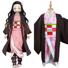 Demon Slayer: Kimetsu no Yaiba Kamado Nezuko Cosplay Costume Kids Children Kimono Robe Outfits Halloween Carnival Suit 2024 - buy cheap