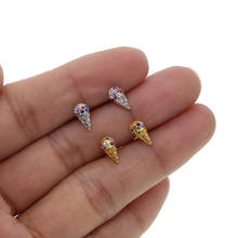 2021 Cute DIY Ice Cream With Rainbow Cz Earrings For Women Girl 925 Sterling Silver Mini Small Summer Cute Lovely Jewelry 2024 - buy cheap