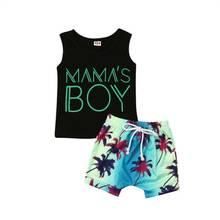 Newborn Baby Boy Clothes Black Letter Sleeveless Vest Top + Short Pants Set Baby Boy Summer Clothing Casual Tracksuit Outfit 2024 - buy cheap