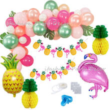 Conjunto de balões para festa, faça você mesmo, decorações havaianas com tema de flamingo tropical, abacaxi, bolas de favo de mel para crianças 2024 - compre barato