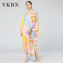VKBN 2021 Autumn Dresses Women  New Loose V-Neck Plus Size Clothing for Women Dress Up Long Sleeve Dress 2024 - buy cheap