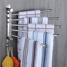 2/3/4/5 Rod Bathroom Towel Rack Punch-Free 304 Stainless Steel Rotating Towel Rack With Hook Rotatable Kitchen Bathroom Hanger 2024 - buy cheap