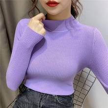 Spring/Autumn Thin Kintted Sweaters For Women Fashion Korean Style Half-Turtleneck Full Color Pullovers Sexy Slim Base Knitwear 2024 - buy cheap