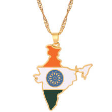 Índia mapa bandeira pingente colares cor de ouro onda de água corrente mapa de colar indiano feminino gargantilha jóias acessórios presente 2024 - compre barato