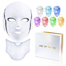 Máscara Facial con luz LED para el cuello, tratamiento de cuidado Facial, terapia antiacné, blanqueamiento Facial, máquina de rejuvenecimiento de la piel, 7 colores 2024 - compra barato