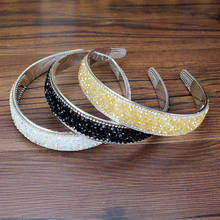 Trendy Wide White Black Gold Full Crystal And Beads Headband Elegant AB Rhinestone Hairbands For Women Girls Luxury Head Jewelry 2024 - buy cheap