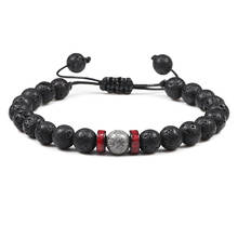 Reiki Men Women Bracelet Natural Lava Stone Wooden Beaded Braided Bracelets Tibetan Decor Meditation Chakra Bangles Yoga Jewelry 2024 - buy cheap