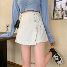 2022 Women High Waist Shorts Skirt Korean Wide Leg Shorts Harajuku Irregular Drawstring White Shorts Casual Office Wear Fashion 2024 - buy cheap