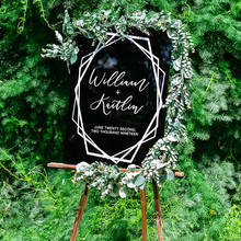 Letrero acrílico geométrico personalizado para boda, decoración minimalista moderna negra para boda, tablero de bienvenida, letreros de boda 2024 - compra barato