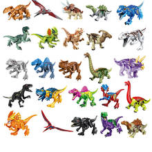 Blocos de construção de montar para crianças, tijolos de brinquedo, dinossauro, mundo, pterosauro, triceratops, bonecos de animal, presente para crianças 2024 - compre barato