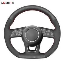 Black Genuine Leather Suede Car Steering Wheel Cover For Audi A3 (8V) A4 (B9) Avant A5 (F5) A1 (8X) Sportback Q2 2016-2019 2024 - buy cheap