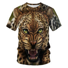 Camisetas masculinas de leopardo e animal, camiseta engraçada com estampa de animal em 3d de leão, manga curta para o verão, fashion para homens, 2019 2024 - compre barato