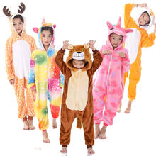 Pijamas de flanela para crianças kigurumi, pijamas engraçados com animais, dinossauro totoro, unicórnio e animais 2024 - compre barato
