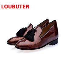 LTTL Fashion Patent Leather Shoes Men Tassel Loafers Designer Party and Wedding Dress Shoes Handmade Casual Slippers 2024 - buy cheap