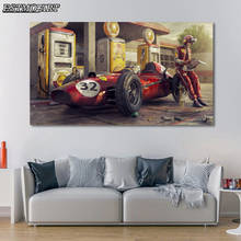 Pintura de la lona Vintage coche carteles Ferraris clásico coche de carreras 3D obra de arte de la pared impresiones de imágenes Cuadros decoración Dormitorio Pintura de arte moderno de cabecera de impresión en lienzo 2024 - compra barato