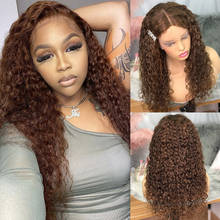 Pre Plucked Curly Lace Front Wig Brown Human Hair Wigs Deep Wave 13x4 Lace Frontal Wig for Women Remy Hair 4*4 Lace Closure Wig 2024 - buy cheap