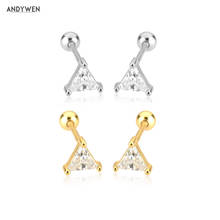 ANDYWEN 925 Sterling Silver Gold White Triangle Stud Earring Piercing Rock Punk Clips 2021 Wedding Gift Tiny Special Jewels 2024 - buy cheap
