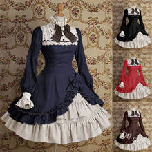 Kawaii girl gothic lolita op loli cos Palace vintage sweet lolita dress high collar flare sleeve bowknot lace victorian dress 2024 - buy cheap