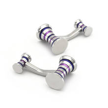 Stripe Cuff Links For Men Double Sides Design Quality Brass Material Purple Color Cufflinks Wholesale&retail 2024 - buy cheap