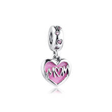 Fits Pandora Bracelet 925 Sterling Silver Mom Script Heart Dangle Charm Beads trinket Jewelry for Women Men DIY Making kralen 2024 - buy cheap