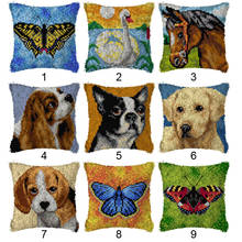Cushion Latch Hook Kit Pillow Mat DIY Craft Flower Cross Stitch Needlework Crocheting Cushion Embroidery Animal Dog 2024 - buy cheap