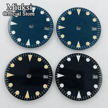 Miuksi-mostrador luminoso de relógio estéril, preto/azul, 28.5mm, ajuste miyota 8205, 8215, 821a eta 2836/2824, mingzhu, gt 2813/3804 2024 - compre barato