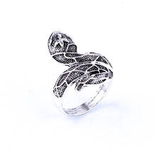 1 Pza anillo abierto de serpiente con diseño de roca exagerada para hombre Punk Vintage plata Cobras animales anillo de dedo para mujeres fiesta joyería R148-14 2024 - compra barato