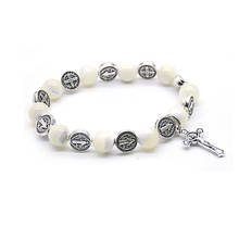 Saint Benedict Exorcism Bracelets for Men Woman Shell Beaded Cross Catholicism Wristband Religious Jewelry 2024 - buy cheap