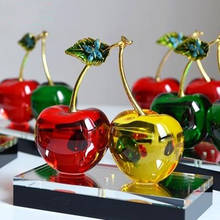 Artesanías de cereza de cristal, artesanías creativas de cristal, decoraciones creativas para el hogar, hermosos regalos de cumpleaños 2024 - compra barato