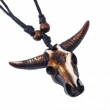 Ethnic Resin Gothic Skull Bull Head Pendants Adjustable Men's Necklace Long Chokers Necklace Animal Jewelry 2024 - buy cheap