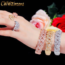 CWWZircons-Conjunto de anillos y pulseras de zirconia cúbica para mujer, brazalete africano grande de lujo, joyería chapada en oro y plata de Dubái, fiesta, boda, T373 2024 - compra barato