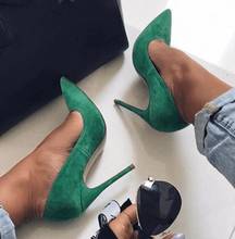 Moraima Snc Green Suede High Heel Shoe Woman Pointed Toe Stiletto Heels Woman Sexy Pumps Thin Heels Shoe 2024 - buy cheap