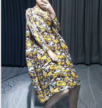 HOT SELLING Miyake Fashion fold  three quarter sleeve print tuetleneck dress IN STOCK 2024 - buy cheap