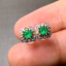 Fashion Elegant Lovely round natural green emerald stud earrings Natural gemstone earrings 925 silver girl party gift jewelry 2024 - buy cheap