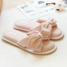 New Women Slippers Autumn Casual Soft Cotton Non-slip Flat Comfortable slipper Cute Pink Bowknot Ladies Indoor Home Floor Shoes 2024 - buy cheap