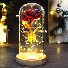 Drop Artificial Eternal Rose in a Glass Dome With Light For Wedding Christmas Easter Gift Beauty and The Beast Flower Home Decor 2024 - buy cheap