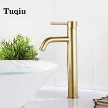 Sink faucet bathroom hot and cold Brush Gold single lever hot and cold basin water mixer tap bathroom sink faucet brass tap gold 2024 - buy cheap