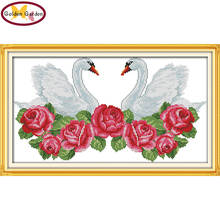 GG Heart Matched Swan Joy SundaY Cross Stitch Handmade Craft Needlework Cross-Stitch Embroidery Kit Cross Stitch for Home Decor 2024 - compre barato