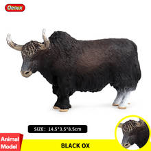 Oenux 14,5x3,5x8,5 см, классические черные фигурки животных яка, фигурка быка из быка, ПВХ, милая реалистичная модель, развивающая игрушка 2024 - купить недорого