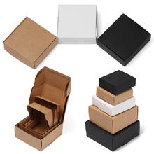 Caja de cartón Kraft pequeña para guardar jabón, caja de cartón marrón hecha a mano, para regalo, embalaje negro, para joyería, para el hogar, 10 unidades 2024 - compra barato