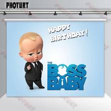 PHOTURT Baby Boss Poster Photography Backdrops Baby Shower Boy 1st Birthday Party Background Blue Vinyl Photo Studios Props 2024 - buy cheap