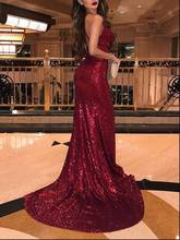 Sexy Side Split  Robe De Soiree Sirene Spaghetti Strap Backless Long Evening Dresses 2019 Sequined Vestidos Largos Fiesta 2024 - buy cheap