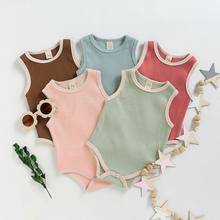 3-24M Newborn Infant Baby Girl Boy Romper Solid Soft Knitted Jumpsuit Sleeveless Summer Toddler Baby Costumes 2024 - buy cheap
