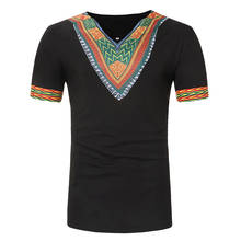 Moderno Mens de Manga Curta V Pescoço Camisa T 2021 T-shirt Dos Homens de Moda de Nova Africano Dashiki Tradicional Tribal Étnica Tops Tees Camisas 2024 - compre barato
